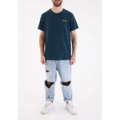 KulteTee-shirt CORPO SCRIPT - Bleu canarden coton