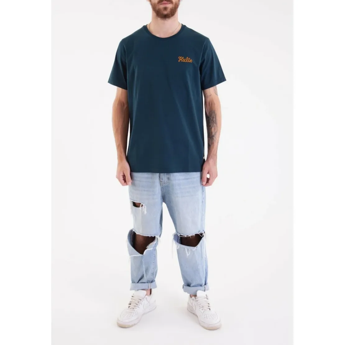 KulteTee-shirt CORPO SCRIPT - Bleu canarden coton