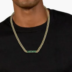 LacosteCollier Homme Lacoste Script - 2040475 Acier Doré, Vert