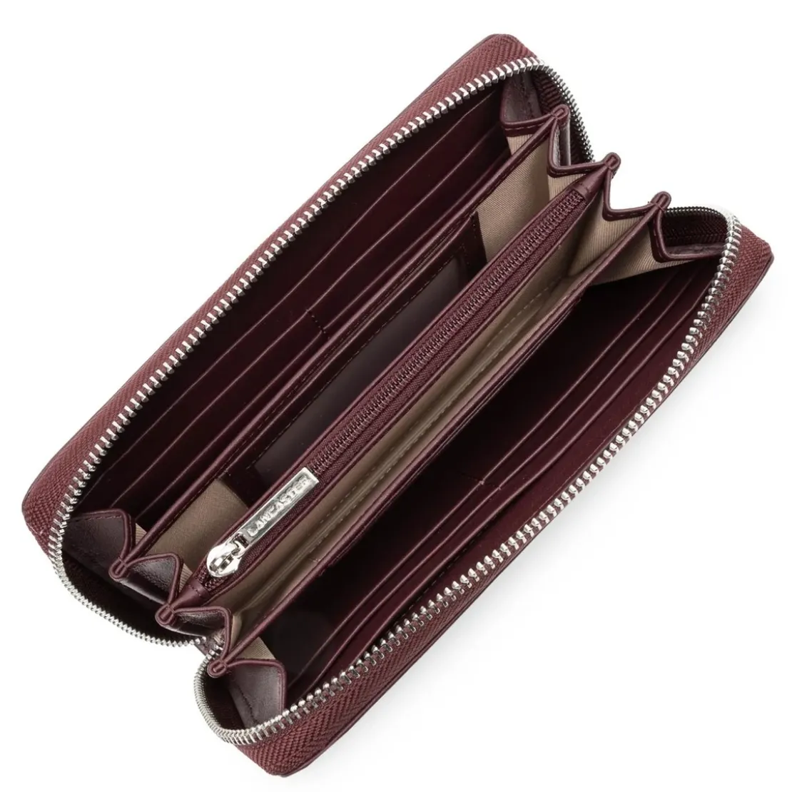 Lancaster MaroquinerieCompagnon Zippé autour Paris PM marron en cuir