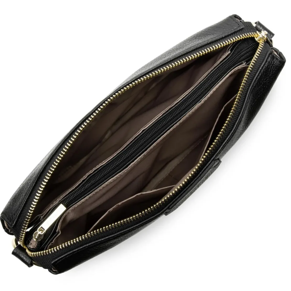 Lancaster MaroquineriePochette zippée en cuir noir Dune