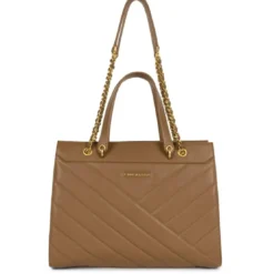 Lancaster MaroquinerieSac cabas porté épaule zippée en cuir camel