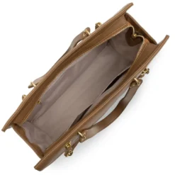 Lancaster MaroquinerieSac cabas porté épaule zippée en cuir camel