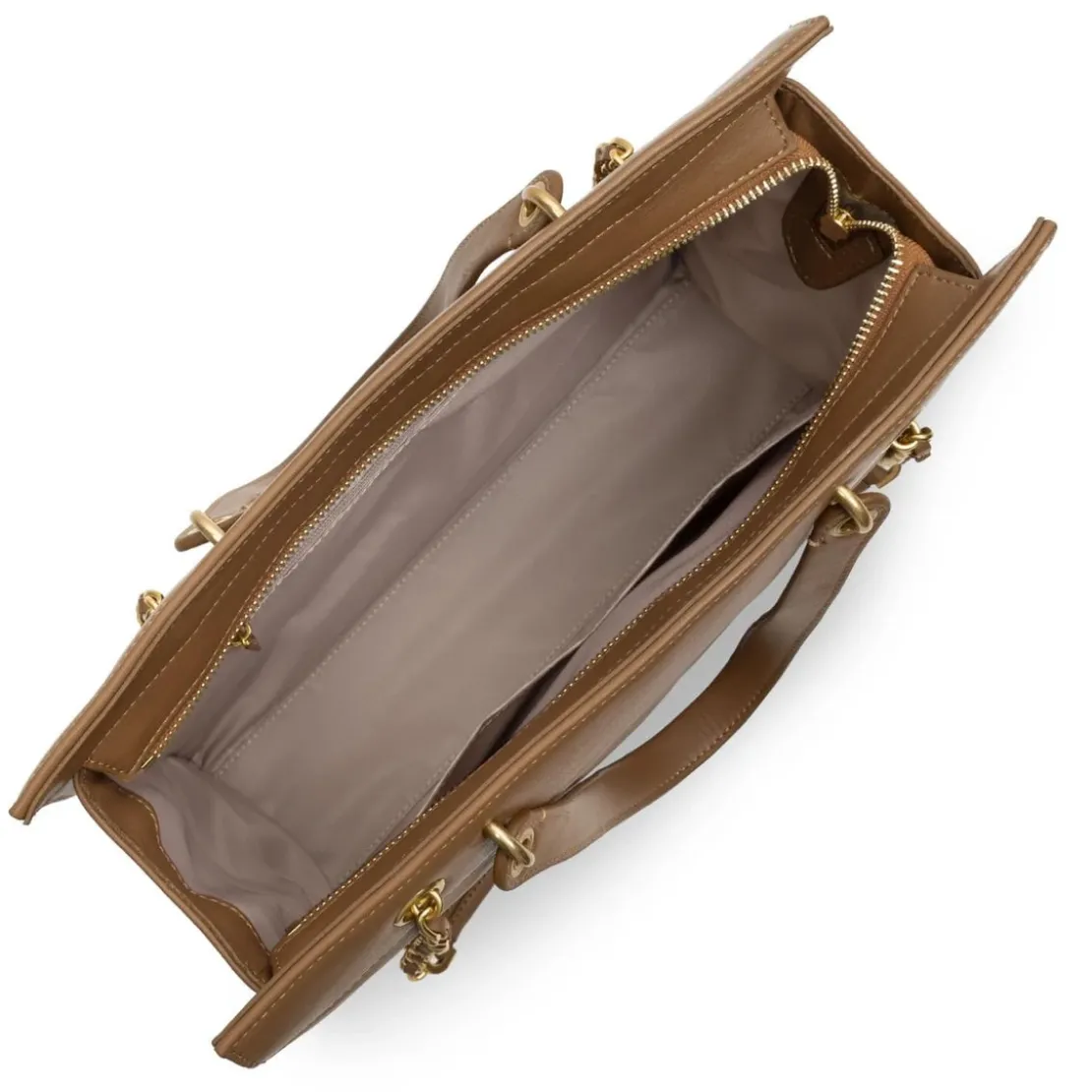Lancaster MaroquinerieSac cabas porté épaule zippée en cuir camel