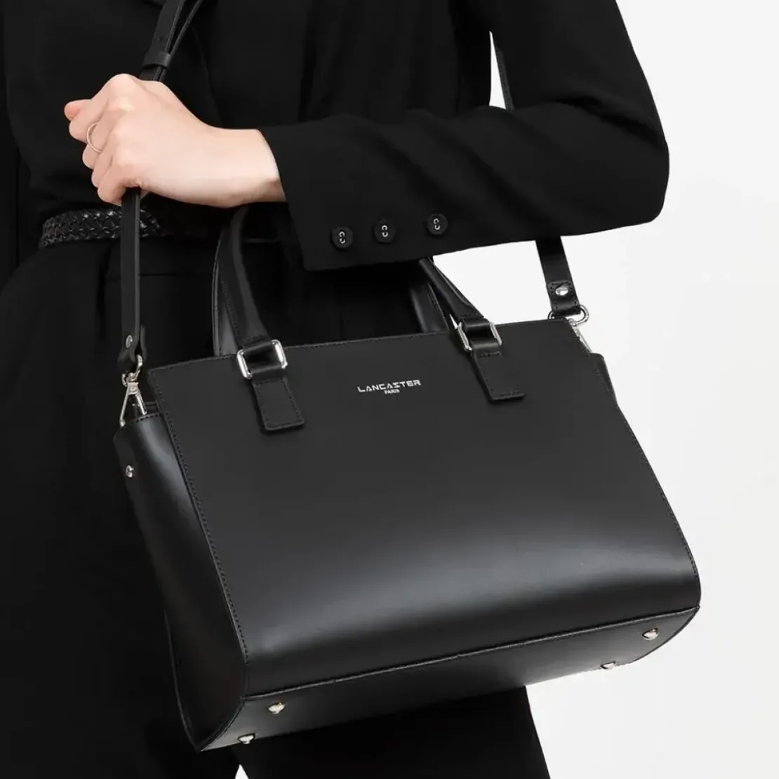 Lancaster MaroquinerieSac à main Smooth en cuir noir