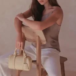 Lancaster MaroquinerieSac polochon Zippé M Milano Ana beige foncé