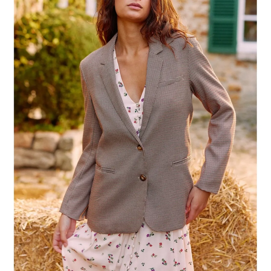 La Petite EtoileBlazer VICTORYA pied de poule beige foncé