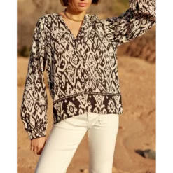 La Petite EtoileBlouse BEATA ikat noir en viscose