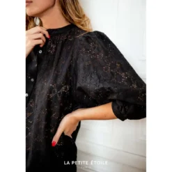 La Petite EtoileBlouse Cometa noir en coton