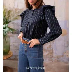 La Petite EtoileChemisier Ponnie bleu marine en coton