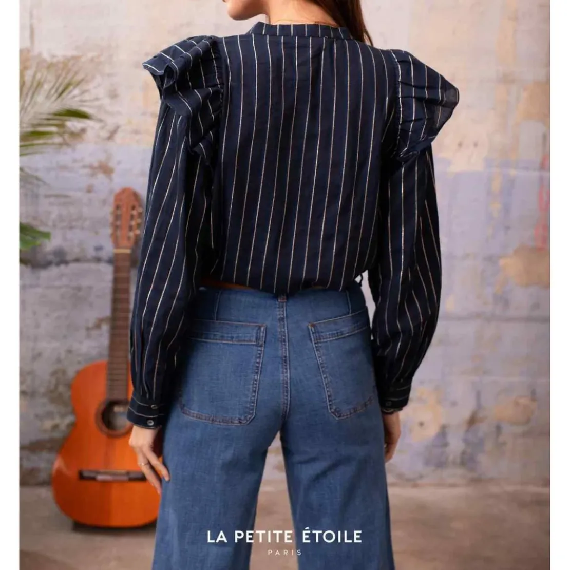 La Petite EtoileChemisier Ponnie bleu marine en coton