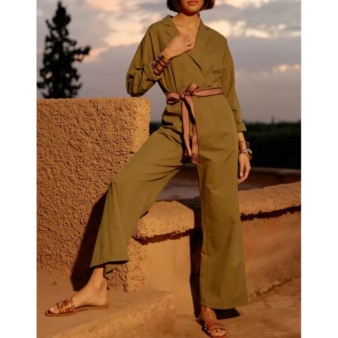 La Petite EtoileCombi-Pantalon LINKA kaki en coton