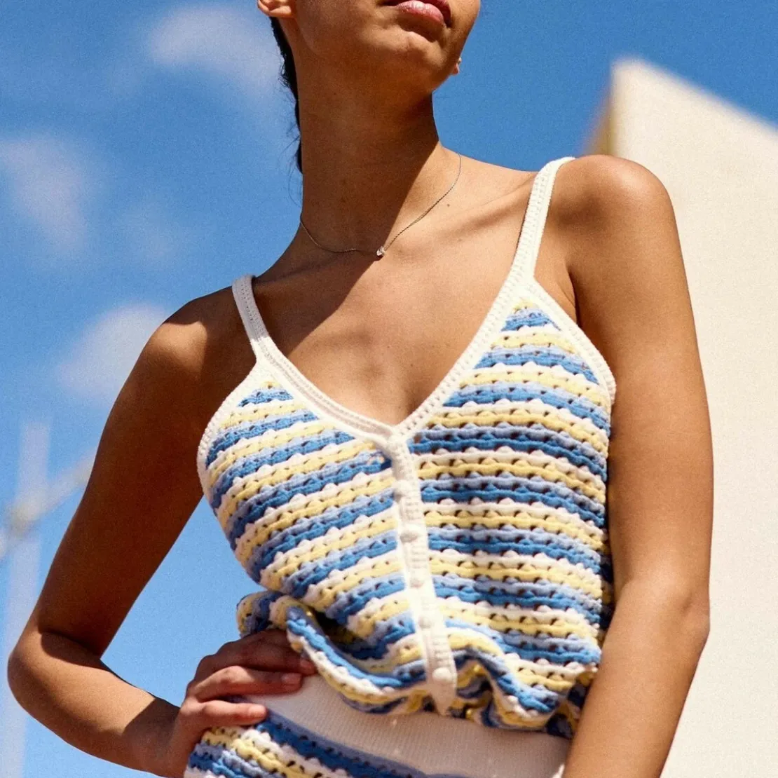 La Petite EtoileDebardeur maille MEVENA bleu en coton