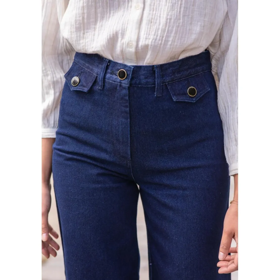 La Petite EtoileJean Bleu taille haute PULP B en coton