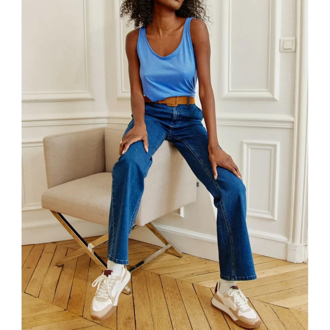 La Petite EtoileJean IMOGEN wash en coton bleu moyen