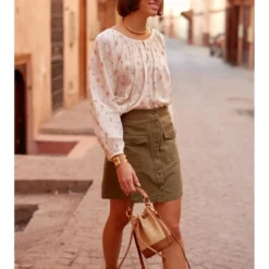 La Petite EtoileJupe courte en twill de coton JORY kaki