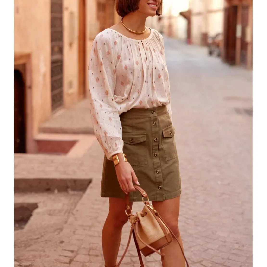 La Petite EtoileJupe courte en twill de coton JORY kaki