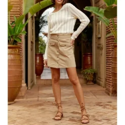 La Petite EtoileJupe courte en twill de coton JORY beige