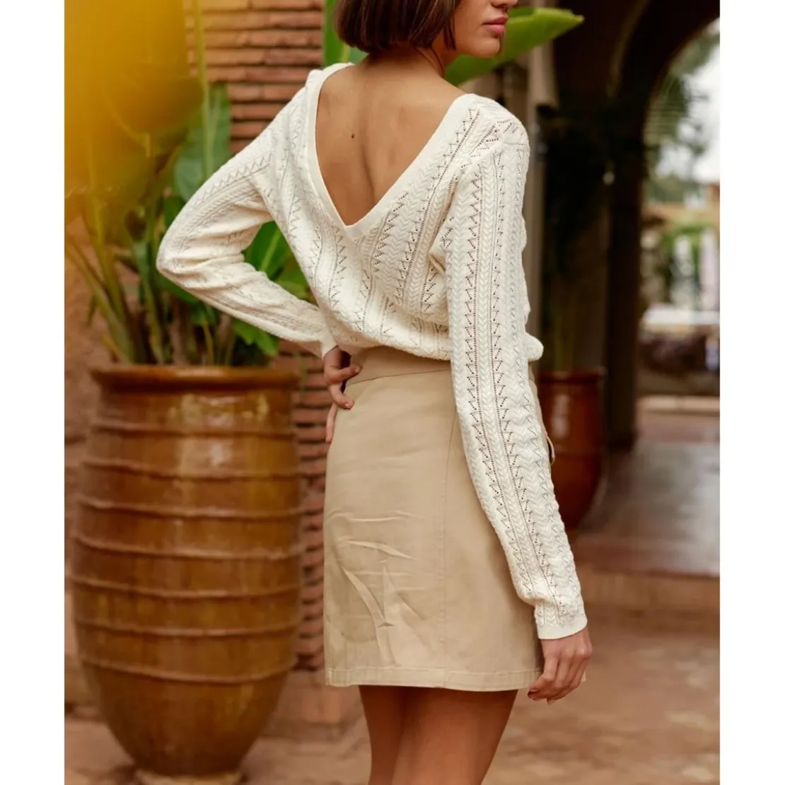 La Petite EtoileJupe courte en twill de coton JORY beige