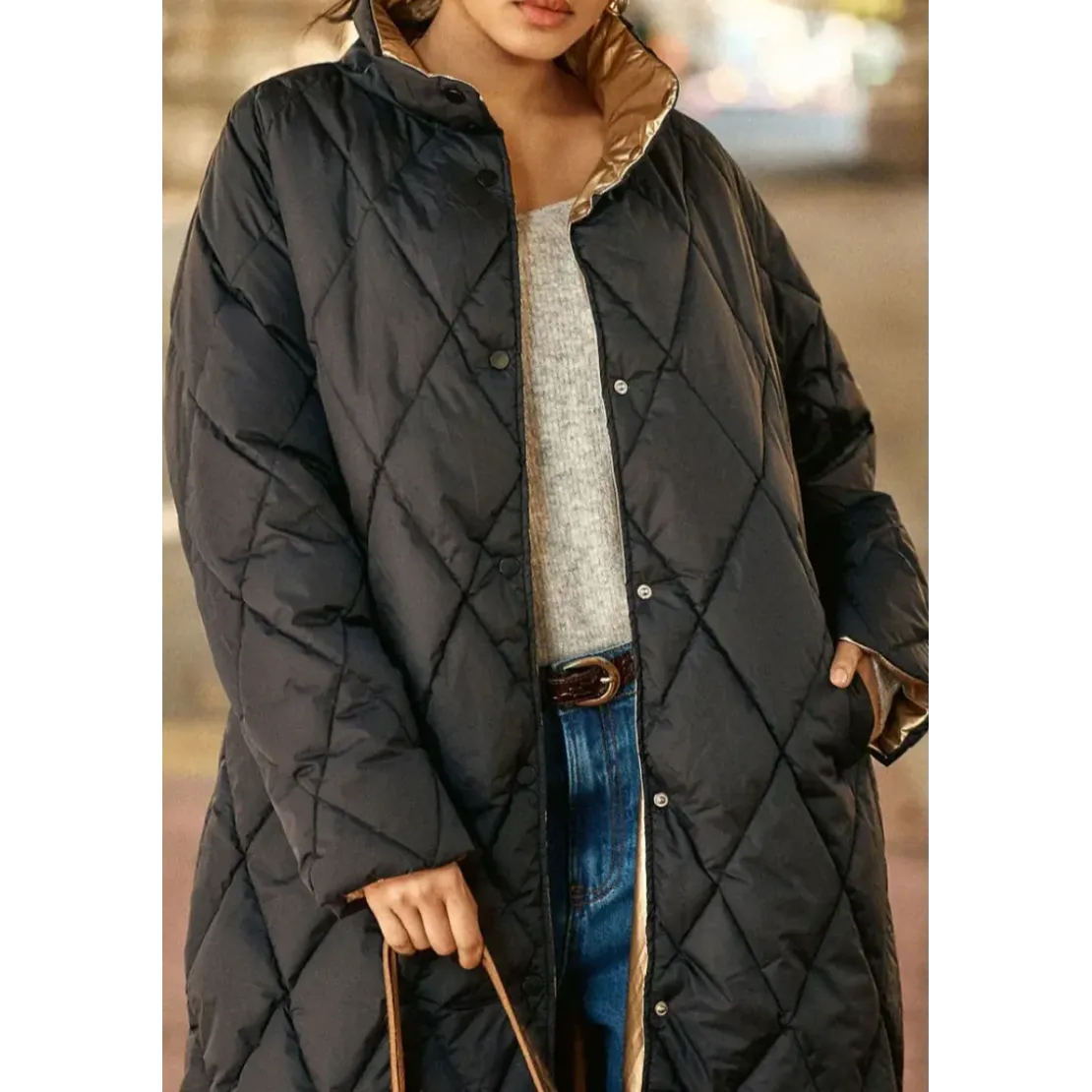 La Petite EtoileManteau NORA noir reversible