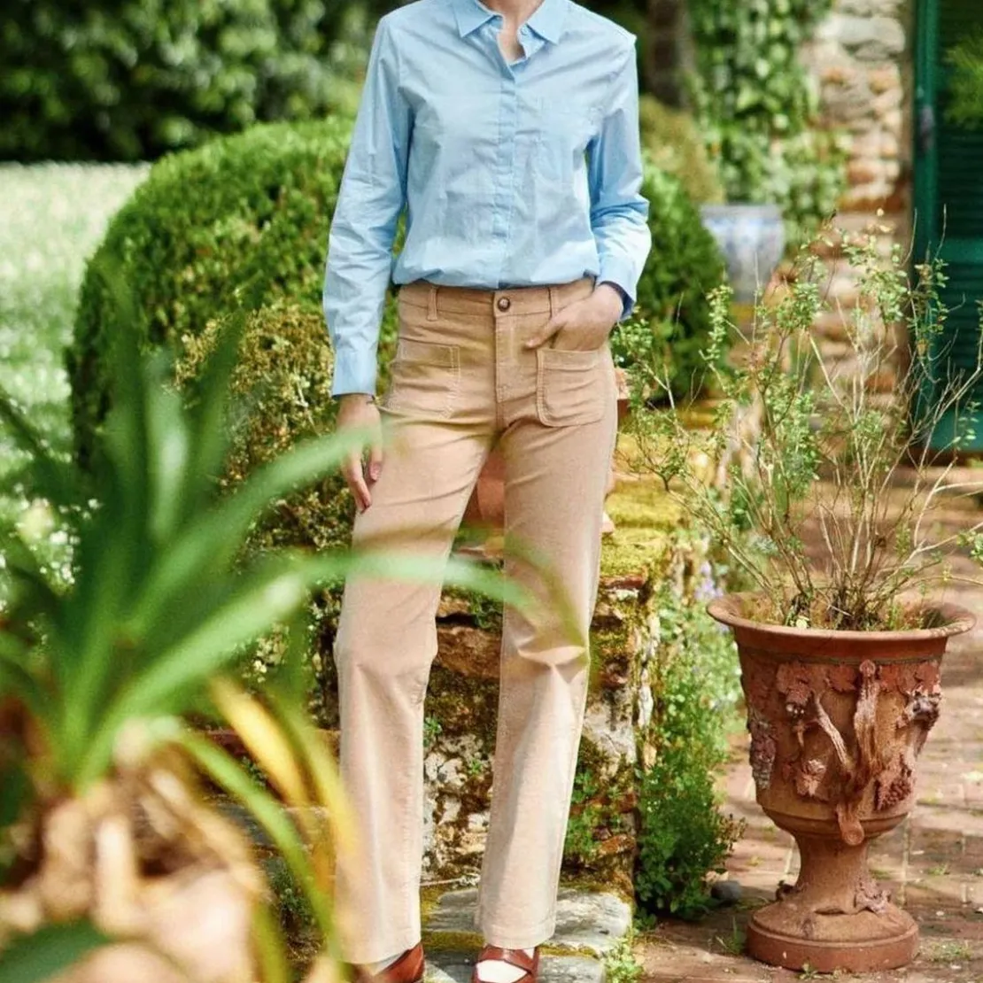 La Petite EtoilePantalon beige SONNY VELOURS en coton