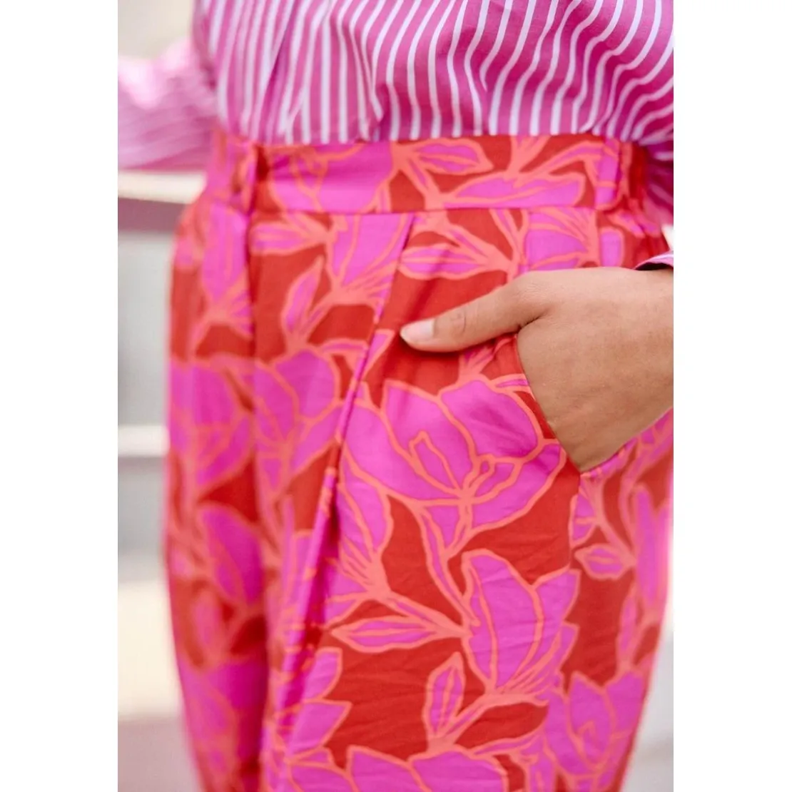 La Petite EtoilePantalon bicolore PERLA rose en viscose