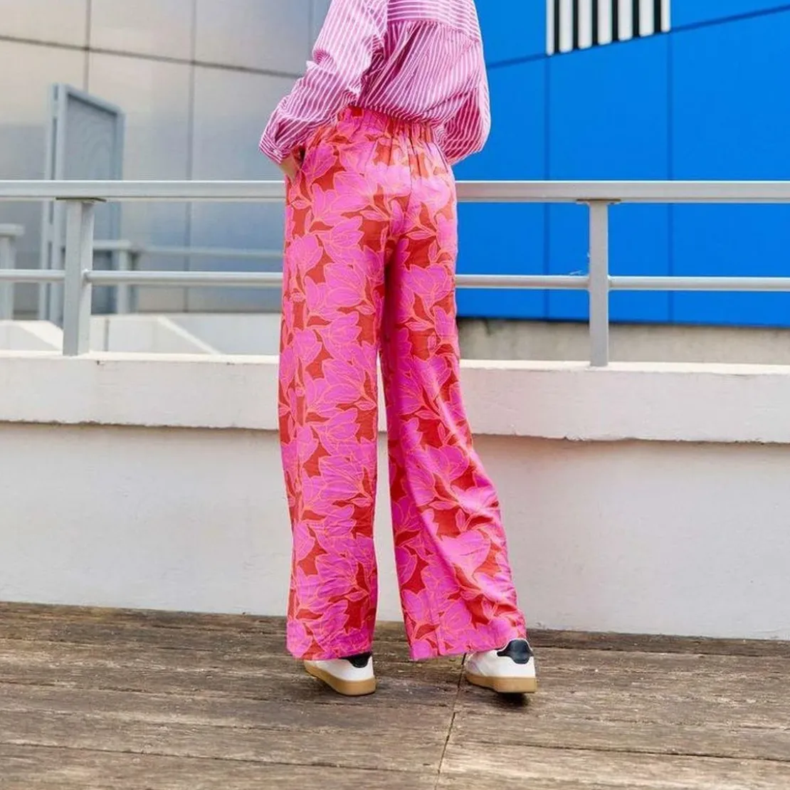 La Petite EtoilePantalon bicolore PERLA rose en viscose