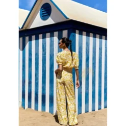 La Petite EtoilePantalon décontracté PAMEA jaune bicolore en viscose