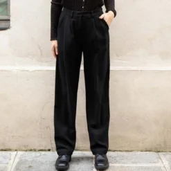 La Petite EtoilePantalon Droit ARLOW noir en coton