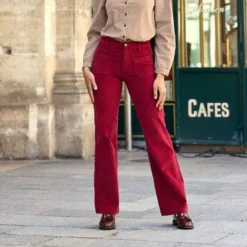 La Petite EtoilePantalon framboise SONNY VELOURS en coton