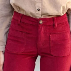 La Petite EtoilePantalon framboise SONNY VELOURS en coton