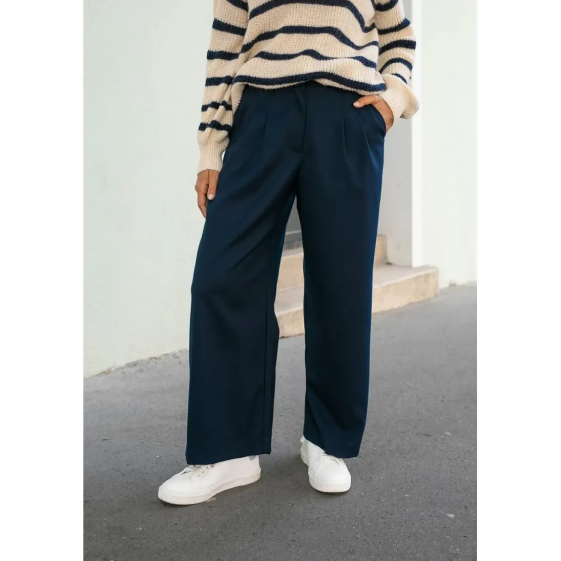 La Petite EtoilePantalon Large MIRAZIO bleu marine en coton