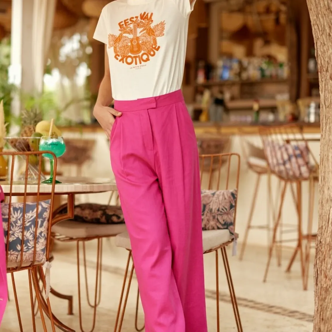 La Petite EtoilePantalon PHEDRA fushia en lin fuchsia