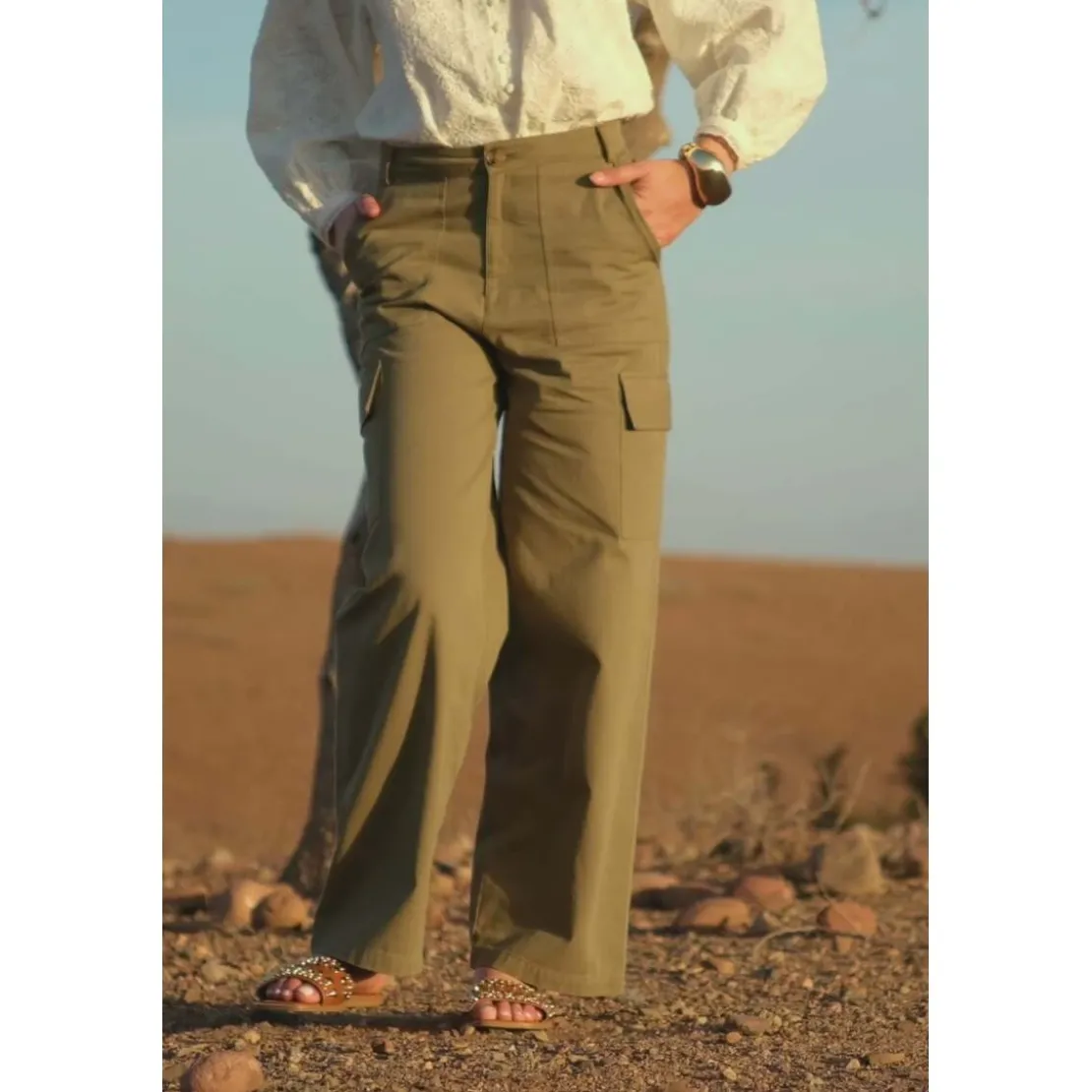 La Petite EtoilePantalon PINA kaki en coton