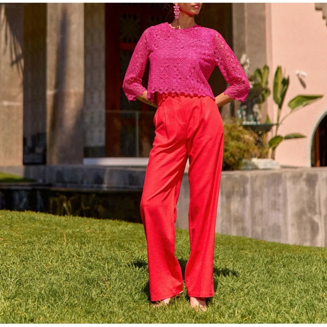 La Petite EtoilePantalon POLIMO rouge en lin