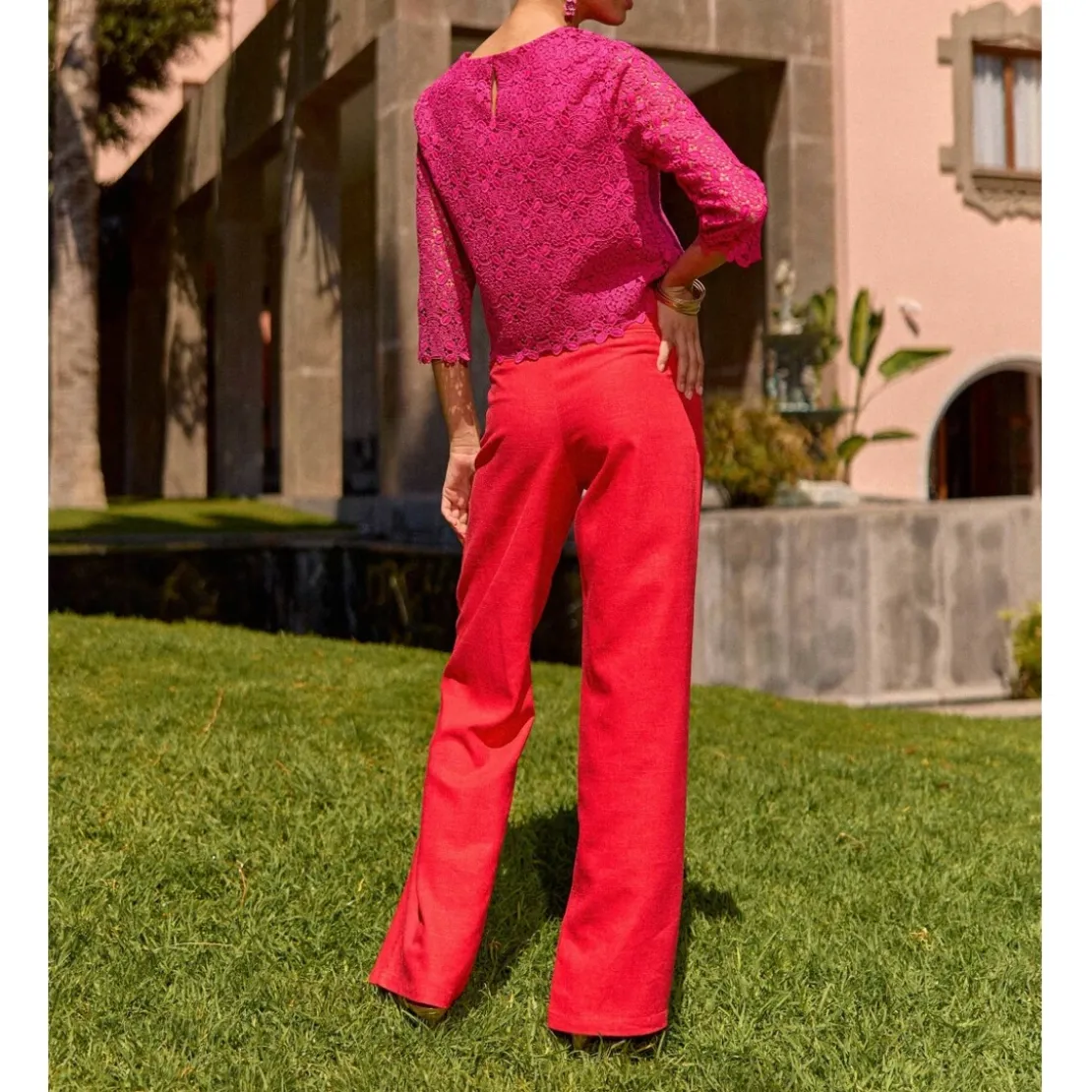 La Petite EtoilePantalon POLIMO rouge en lin