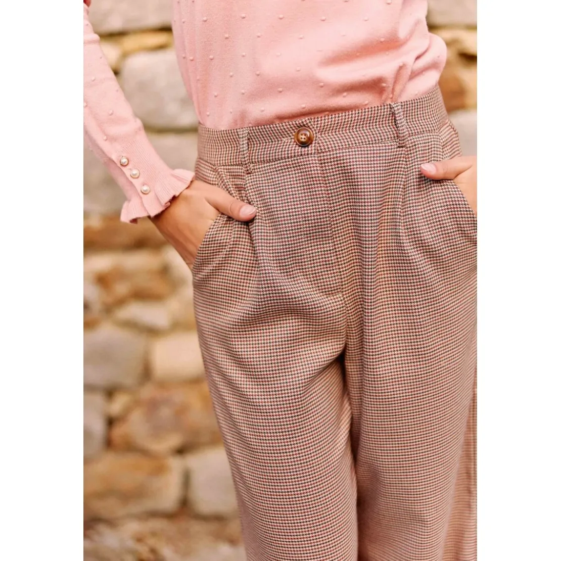 La Petite EtoilePantalon POTRIA pied de poule beige