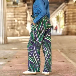 La Petite EtoilePantalon PRISCO raye bleu en viscose