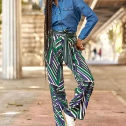 La Petite EtoilePantalon PRISCO raye bleu en viscose