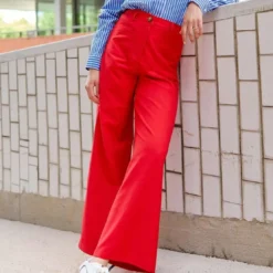 La Petite EtoilePantalon rouge SONNY VELOURS en coton