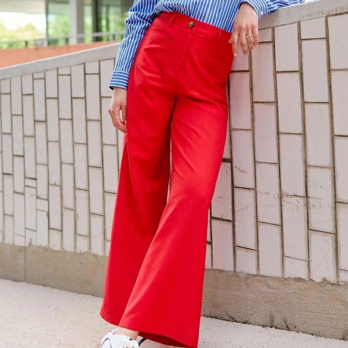 La Petite EtoilePantalon rouge SONNY VELOURS en coton