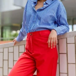 La Petite EtoilePantalon rouge SONNY VELOURS en coton