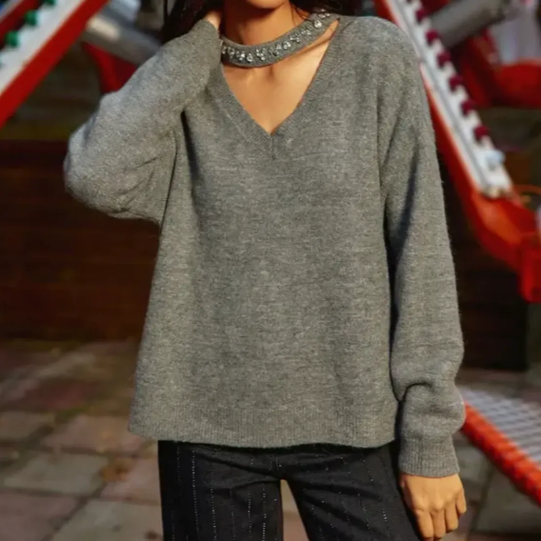 La Petite EtoilePull en maille MORA gris chine