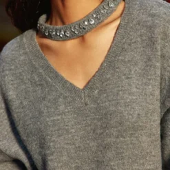 La Petite EtoilePull en maille MORA gris chine