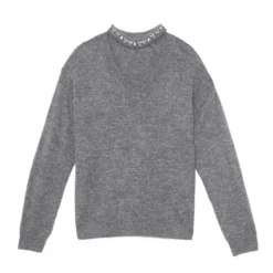 La Petite EtoilePull en maille MORA gris chine