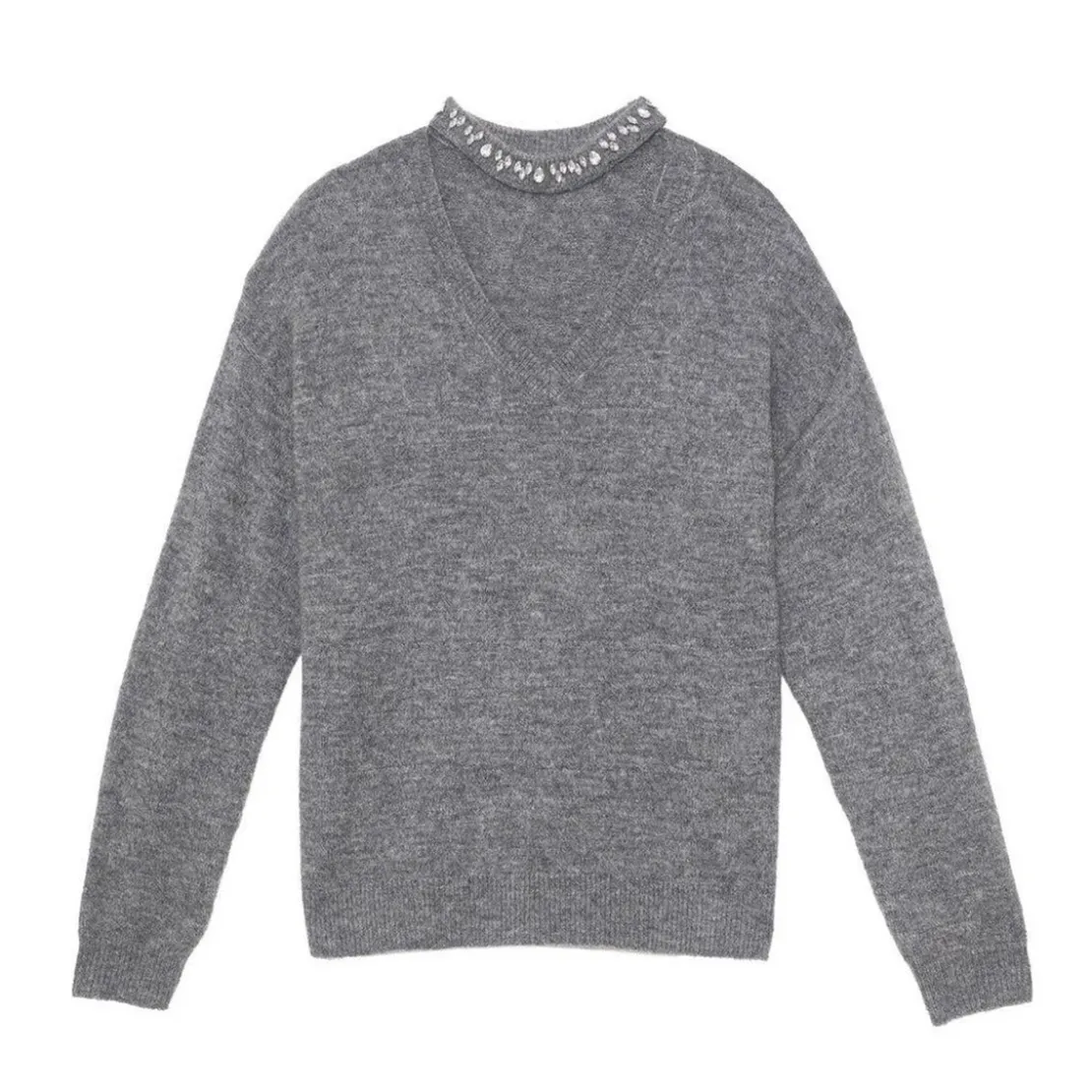 La Petite EtoilePull en maille MORA gris chine