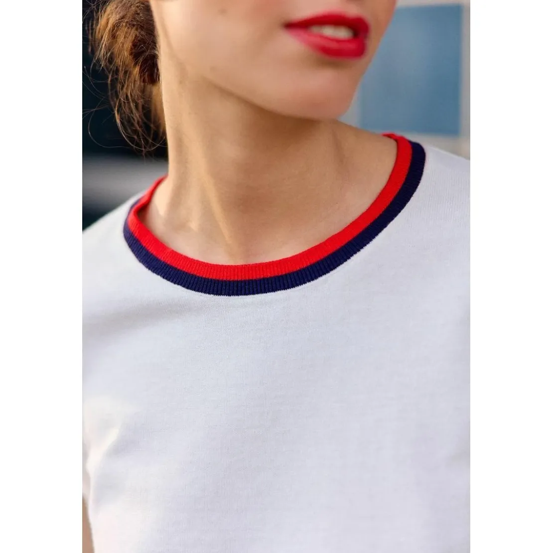 La Petite EtoilePull manches courtes en coton MAE ecru blanc