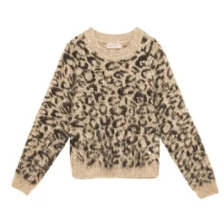 La Petite EtoilePull MAY à imprimé léopard beige et noir