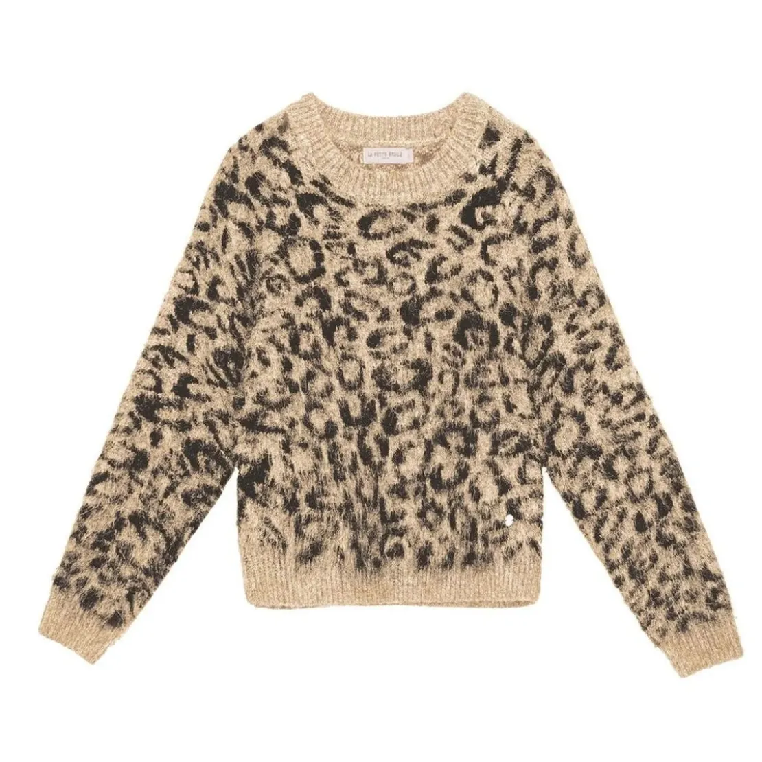 La Petite EtoilePull MAY à imprimé léopard beige et noir