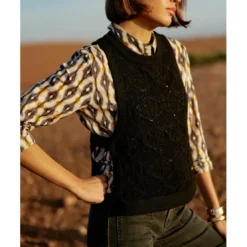 La Petite EtoilePull sans manches MIRO noir en coton